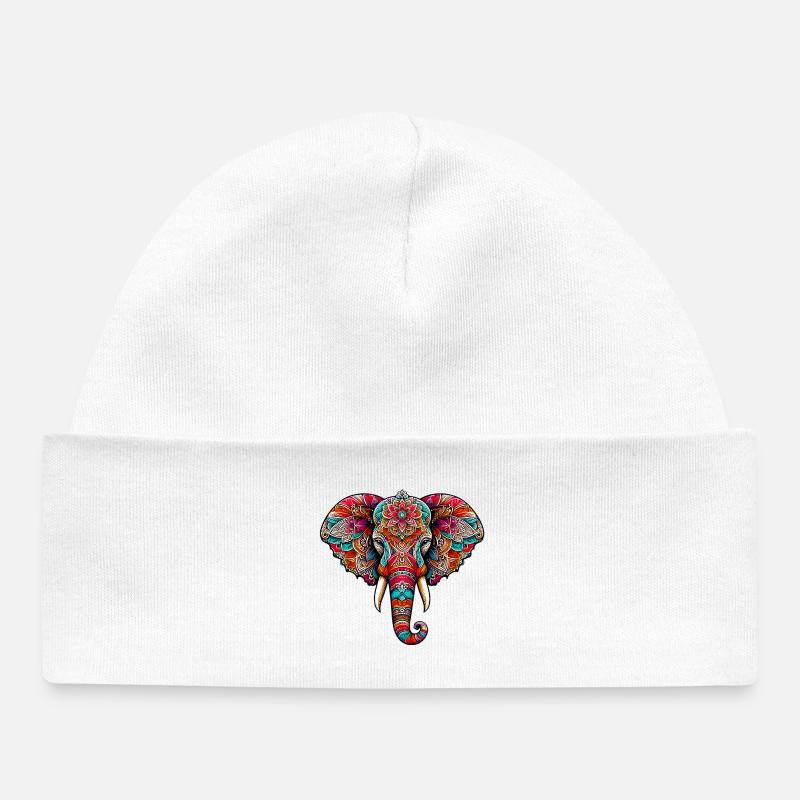 Éléphant - Bonnet bébé bio - blanc