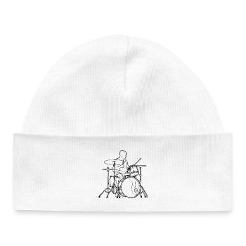 Dessin du batteur - Bonnet bébé bio - blanc - Devant