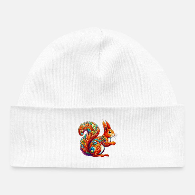 Squirrel - Baby Organic Beanie - white