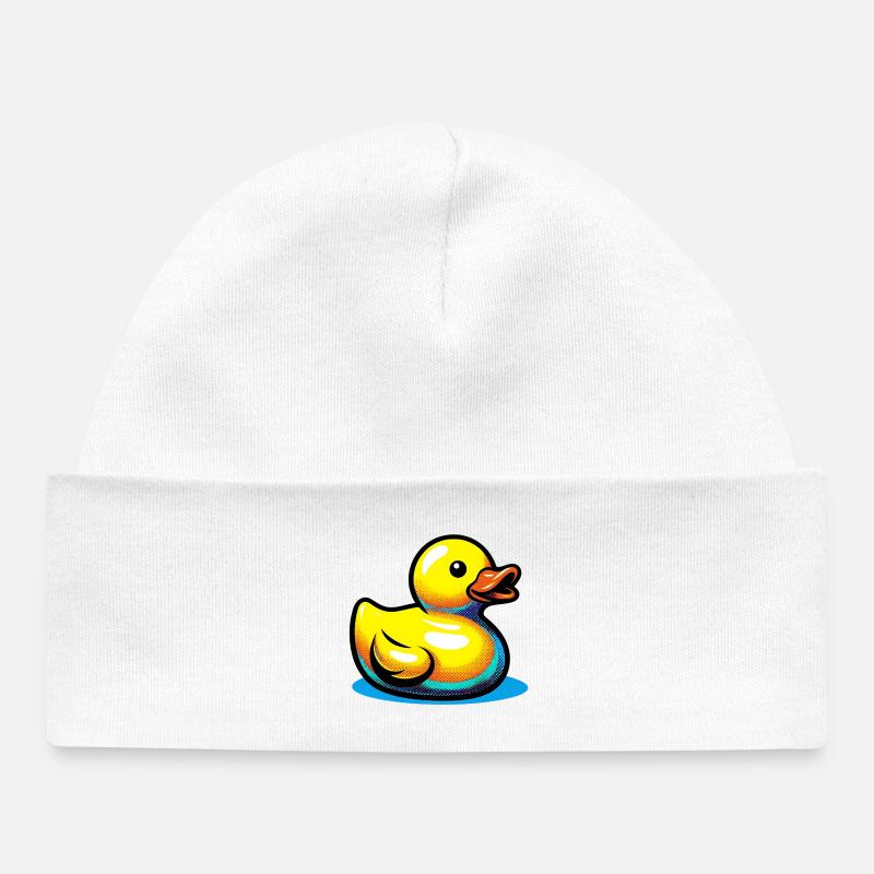 Duckling Duck Duck Duck - Baby Organic Beanie - white