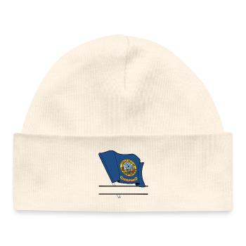Flag Indaho text banner - Baby Organic Beanie - white - Front