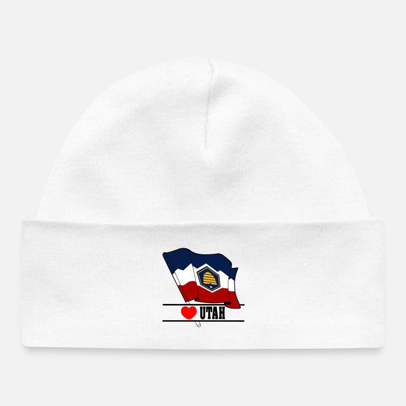 Drapeau Utah coeur UTAH - Bonnet bébé bio - blanc