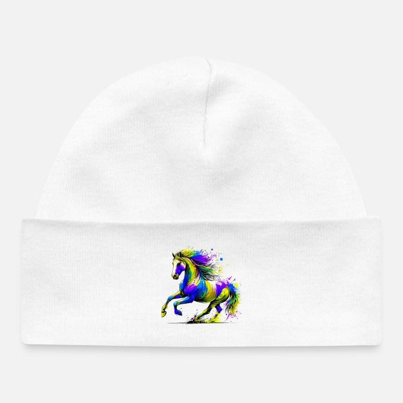 Cheval - Bonnet bébé bio - blanc