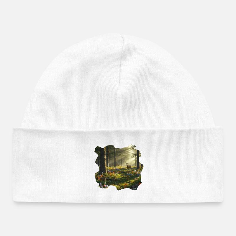 Forêt / Forest - Bonnet bébé bio - blanc