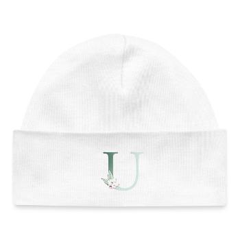 U Monogramm, Floral, personalisierbar - Baby Organic Mütze - Weiß - Vorne