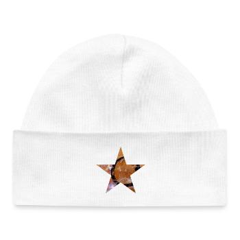 Star - Five Prongs - Symbol - Monoprint - Circle - Baby Organic Beanie - white - Front