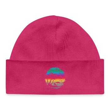 Conception de silhouette de coucher de soleil tropical - Bonnet bébé bio - blanc - Devant
