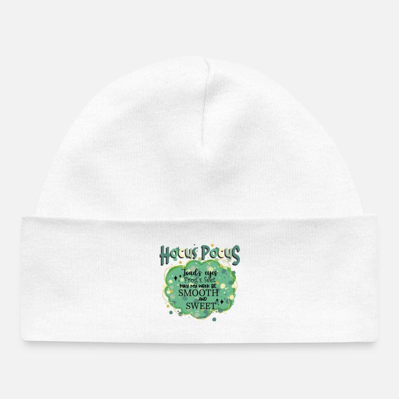 Hocus Pocus/Yeux de crapaud.... Sort pour Halloween - Bonnet bébé bio - blanc