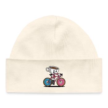 Mug with a Smile on a Donut Bike - Baby Organic Beanie - white - Front