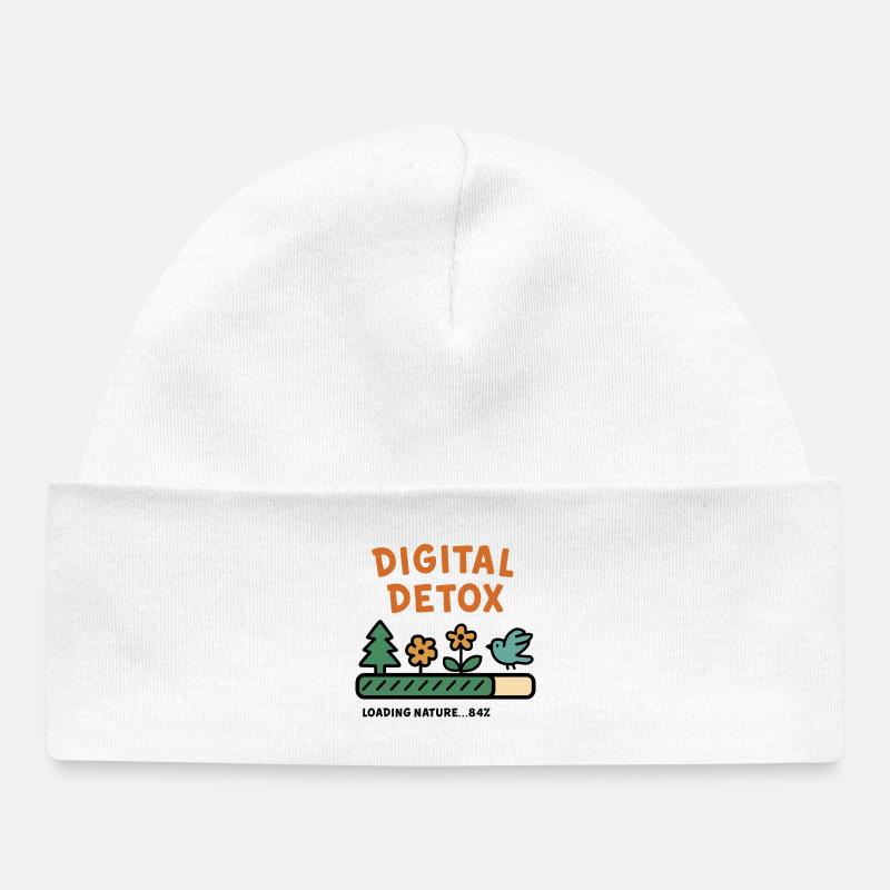 Détox numérique Nature Illustration - Bonnet bébé bio - blanc