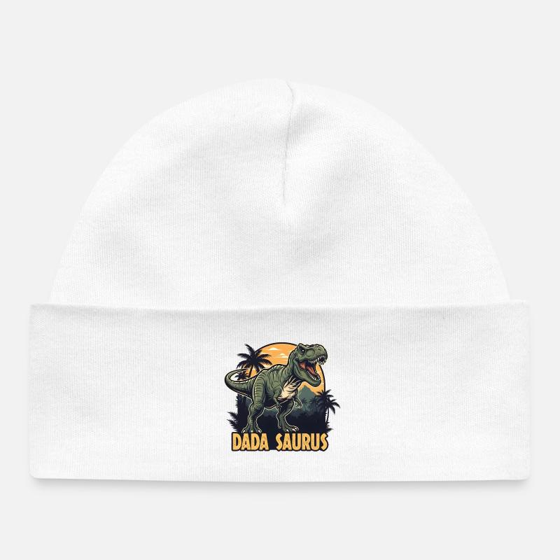 Dada Saurus T-Rex Illustration - Bonnet bébé bio - blanc