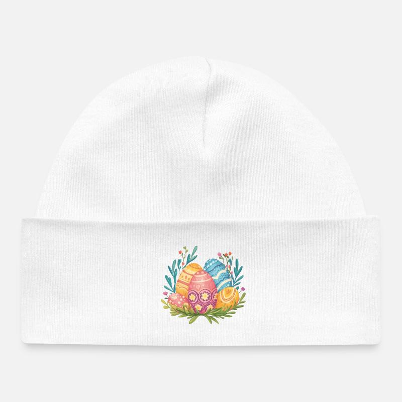 Œuf de Pâques - Bonnet bébé bio - blanc