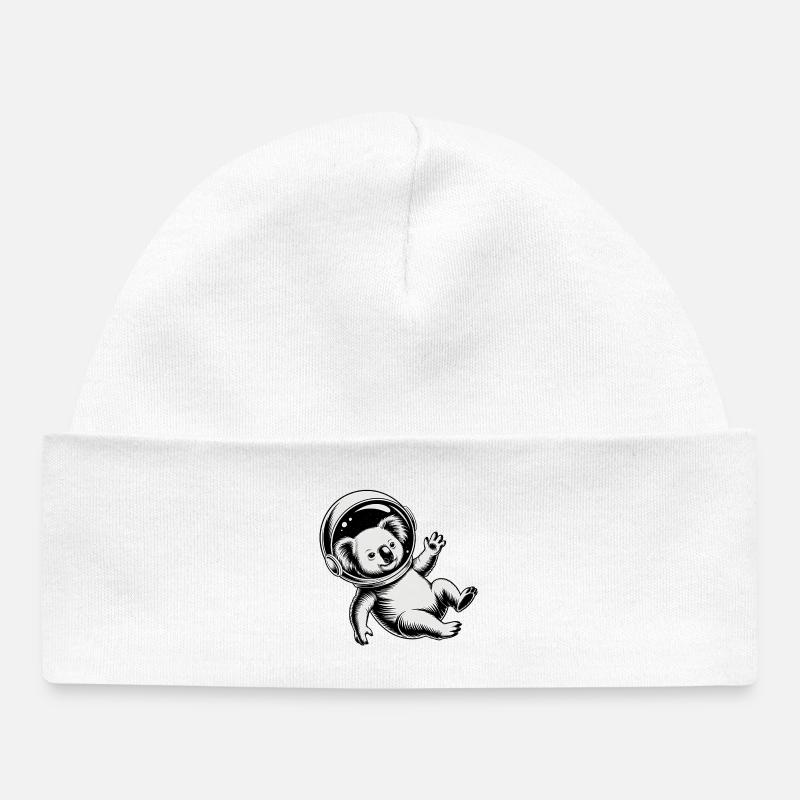 Koala in Space - Cool Astonomy Logo - Baby Organic Beanie - white
