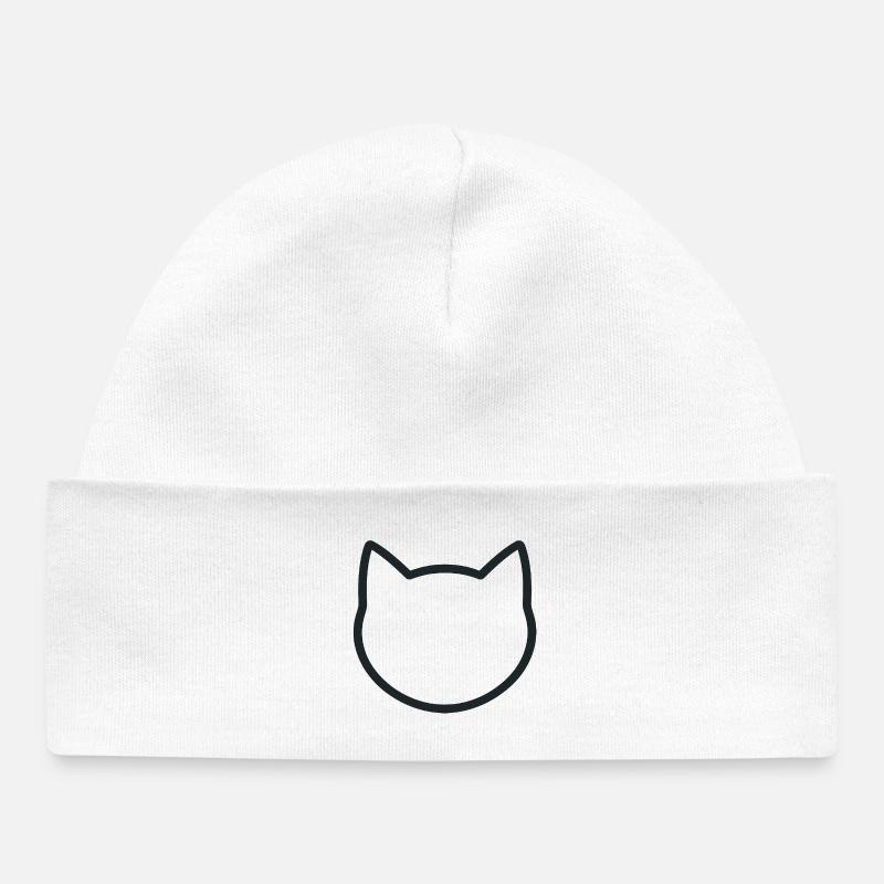Silhouette de chat minimaliste Graphique - Bonnet bébé bio - blanc