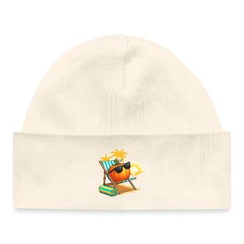 Autumnal pumpkin lounge with sunglasses - Baby Organic Beanie - white - Front