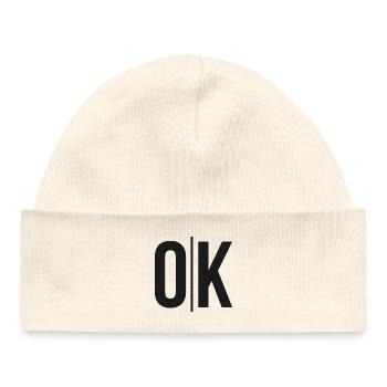 OK Split Monochrome Logo - Baby Organic Mütze - Weiß - Vorne