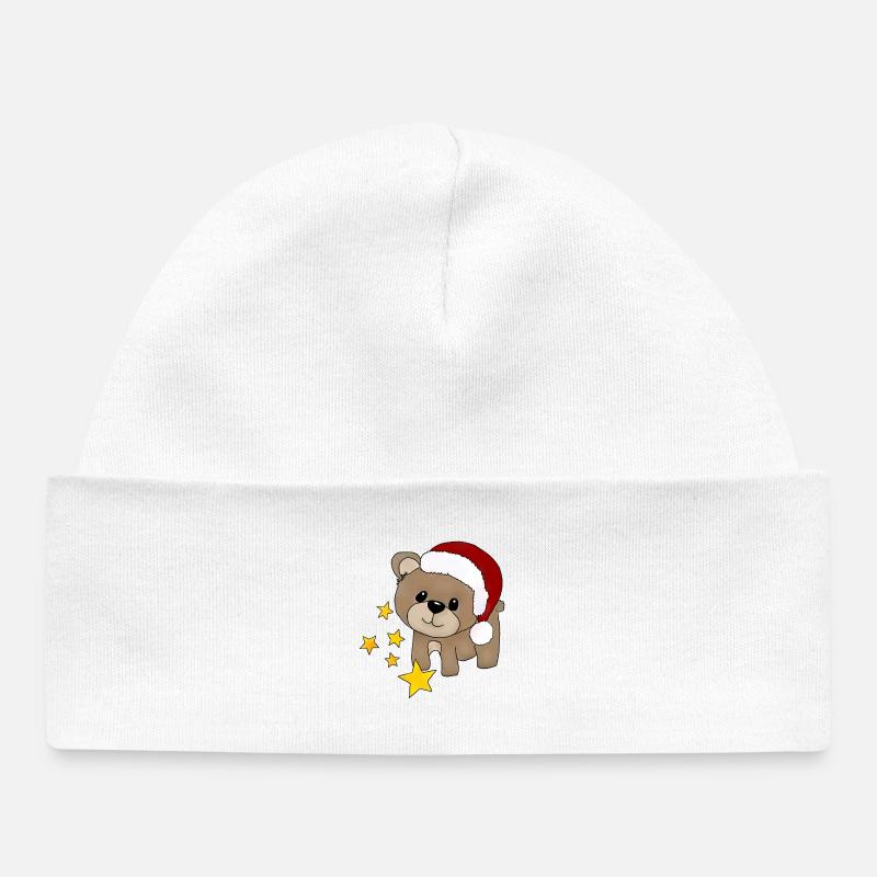 Ours de Noël - Bonnet bébé bio - blanc