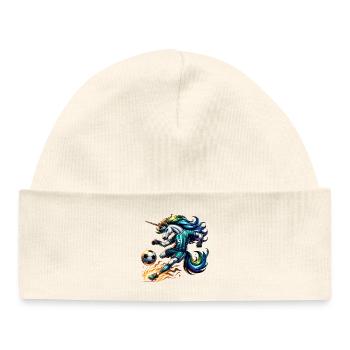 Unicorn Footballer 57 Rainbow Kicker Magic - Baby Organic Beanie - white - Front