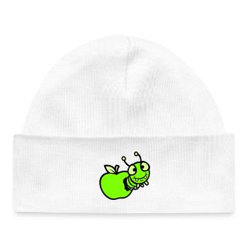 Caterpillar peeps apple hole comic funny cute cute - Baby Organic Beanie - white - Front