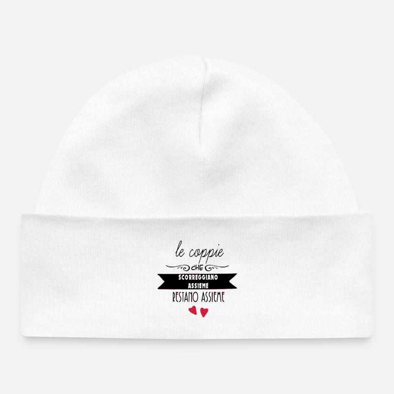Coeurs suspendus en silhouette - Bonnet bébé bio - blanc