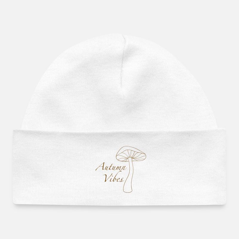 Ambiance des champignons d’automne - Bonnet bébé bio - blanc
