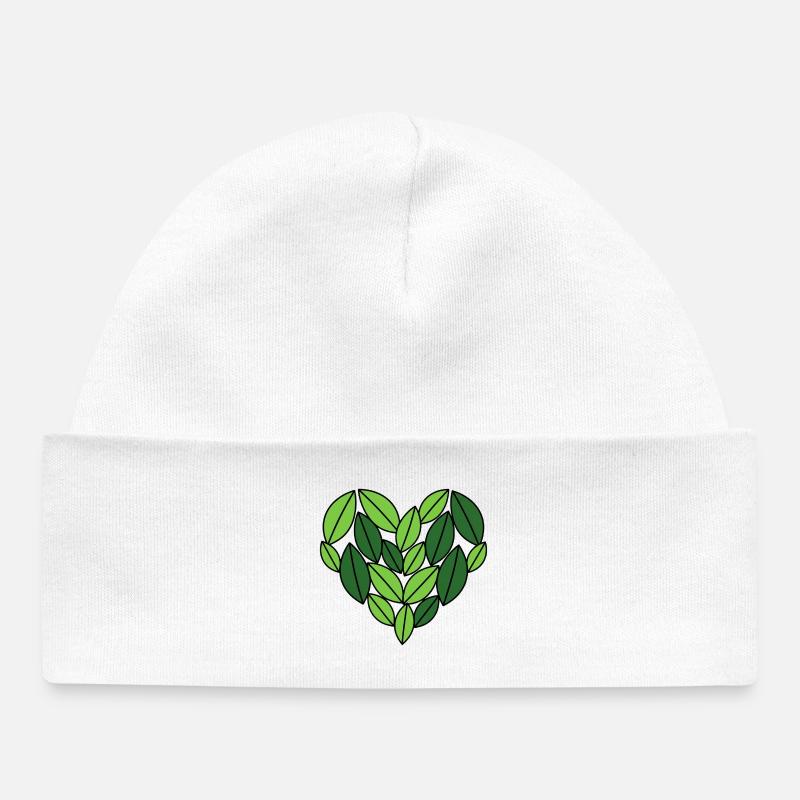 Coeur de feuille Nature Design - Bonnet bébé bio - blanc