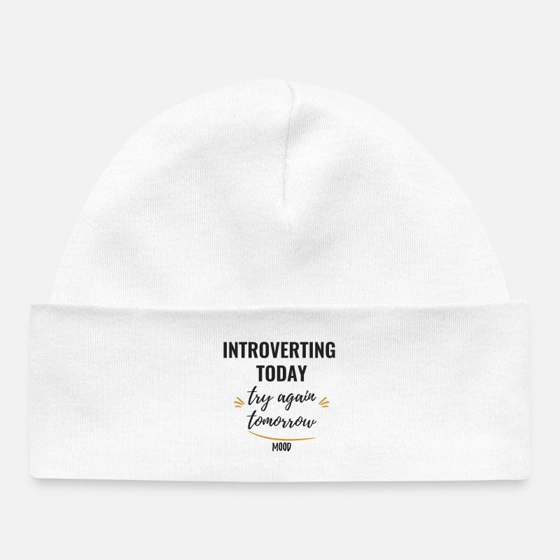 Introverting Today, Try Again Tomorrow. - Baby Organic Beanie - white