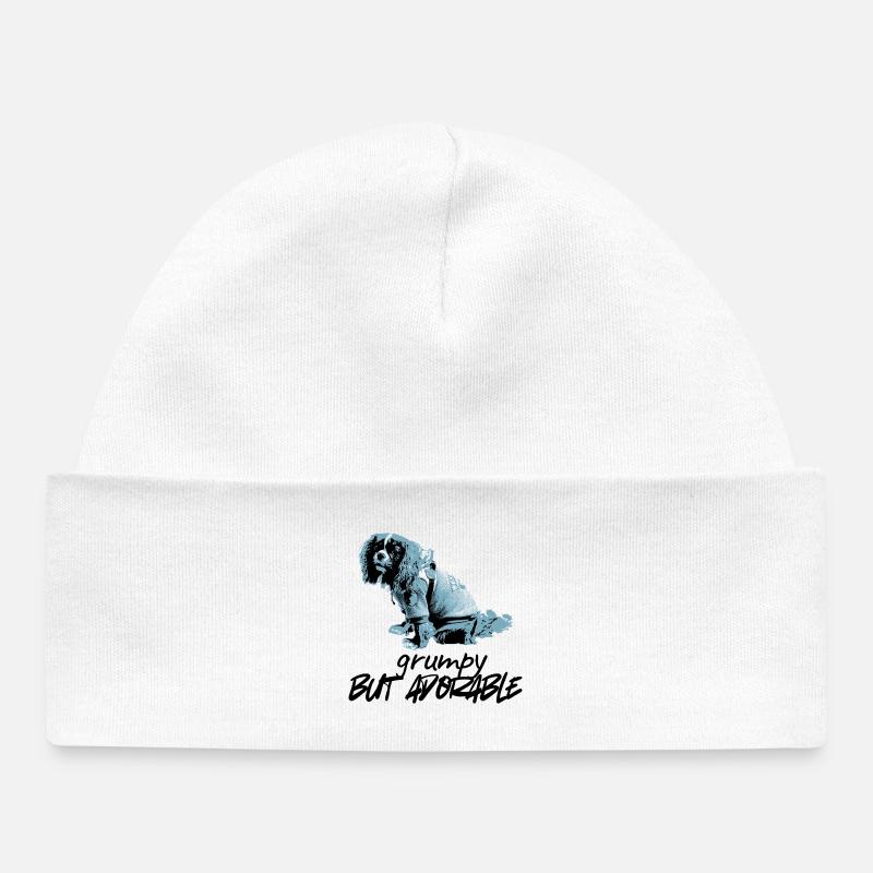 Portrait de chien bleu dans le style pochoir - Bonnet bébé bio - blanc