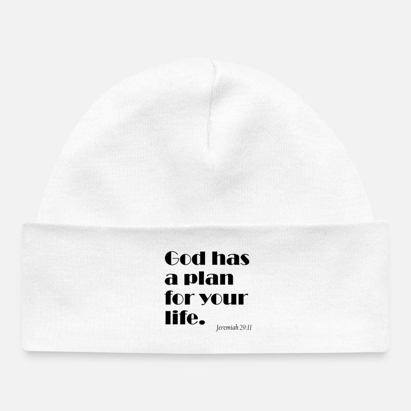 God Has a Plan for Your Life - Gottes Plan - Baby Organic Beanie - white