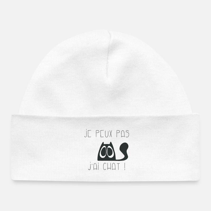 Je peux pas j'ai chat triste - Bonnet bébé bio - blanc