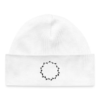 Couronne florale peinte à la main de feuilles florale - Bonnet bébé bio - blanc - Devant