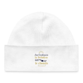 Awaken, Life awaits you - Baby Organic Beanie - white - Front