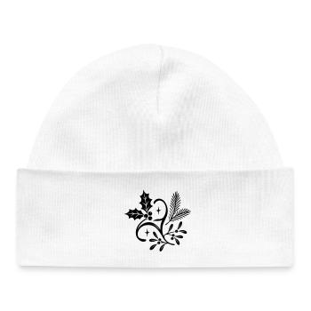 Yule mystique avec gui, sapin et houx - Bonnet bébé bio - blanc - Devant