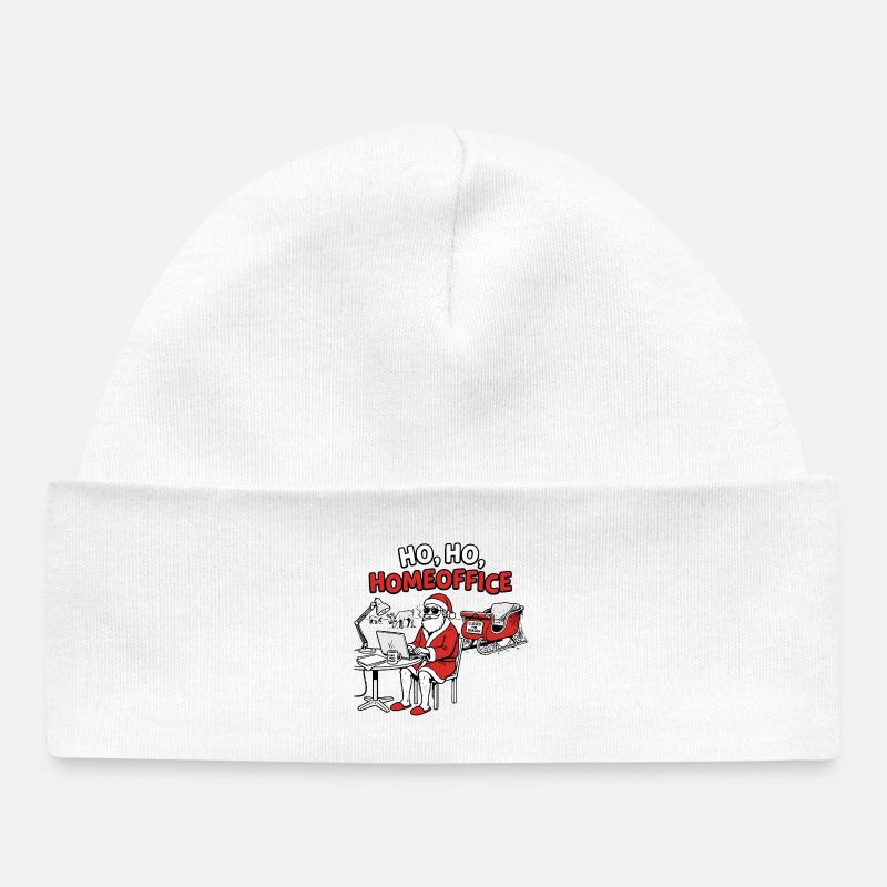 Décor de Noël drôle au bureau du Père Noël - Bonnet bébé bio - blanc