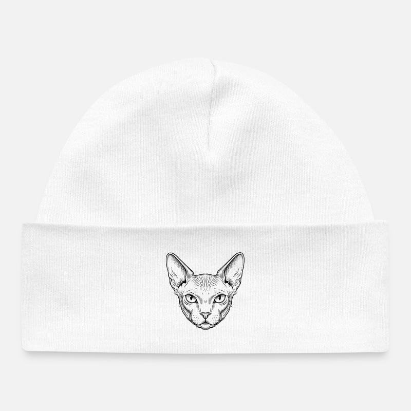 Chat Sphynx - Bonnet bébé bio - blanc