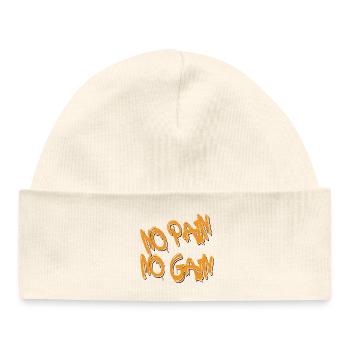 Pas de douleur sans gain – Style graffiti orange audacieux - Bonnet bébé bio - blanc - Devant