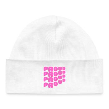 Pride / CSD / LGBTQ+ Design "PROUD" - Baby Organic Beanie - white - Front