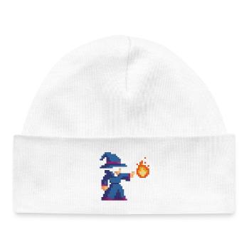 Pixel Wizard und Feuer - Baby Organic Mütze - Weiß - Vorne