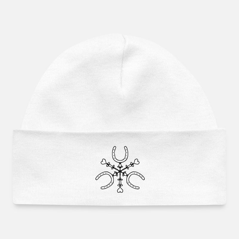 Horseshoe Pattern - Baby Organic Beanie - white
