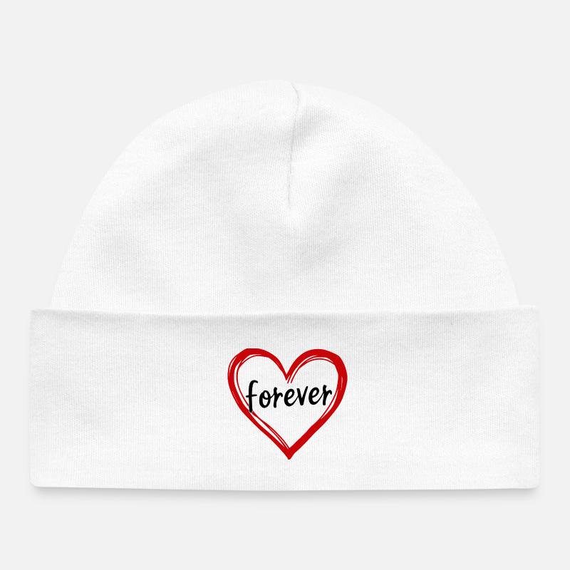 Cadeau rouge de la Saint-Valentin Cœur rouge La Saint-Valentin - Bonnet bébé bio - blanc