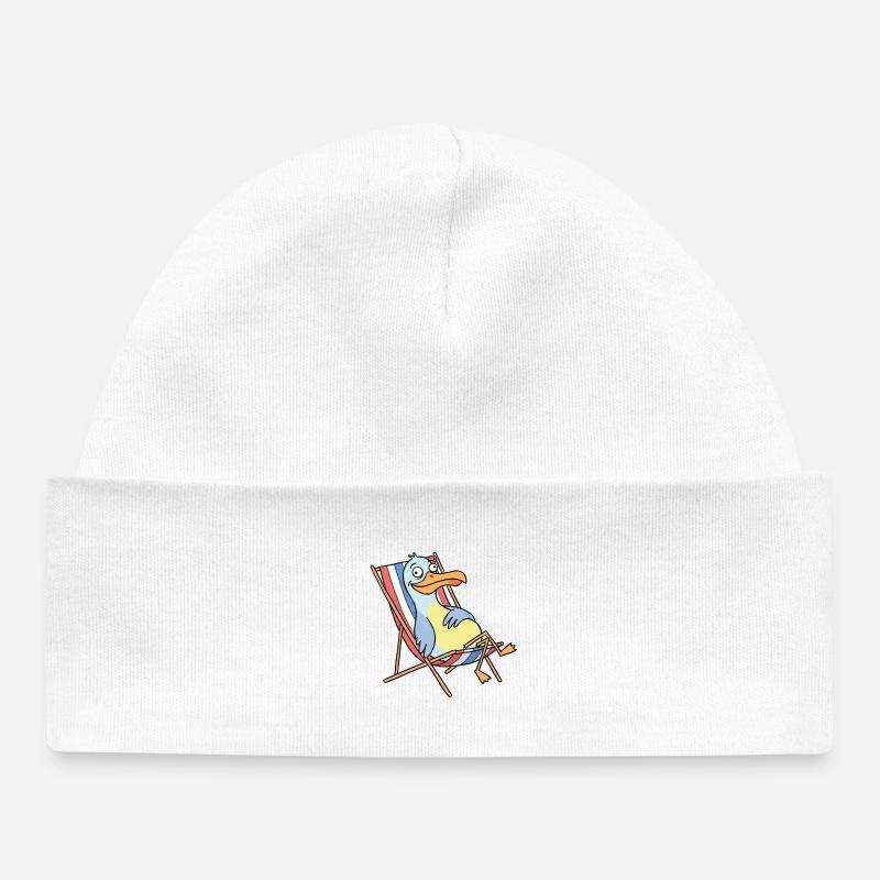 Pélican de plage détendu - Bonnet bébé bio - blanc