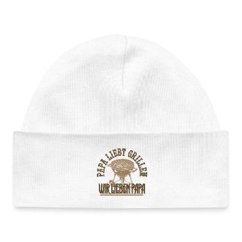 Papa adore le barbecue Nous adorons Cadeau de papa - Bonnet bébé bio - blanc - Devant