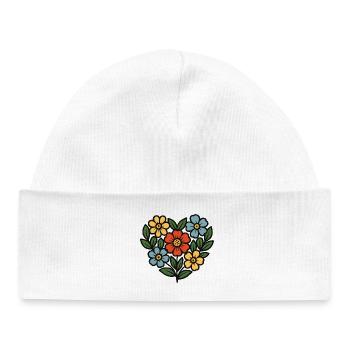 Bouquet Folk Style - Baby Organic Beanie - white - Front