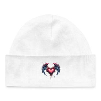 Floral winged heart - Baby Organic Beanie - white - Front
