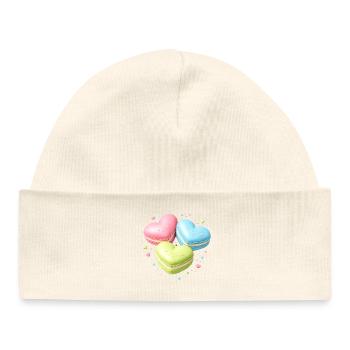 Macarons in Heart Shape Pastel Gift - Baby Organic Beanie - white - Front