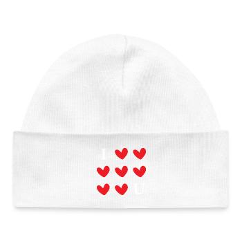 I Love You Hearts Typography Graphic - Baby Organic Mütze - Weiß - Vorne
