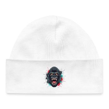 Ape Roar Color Explosion - Baby Organic Beanie - white - Front