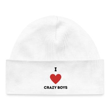 I Love Crazy Boys - Baby Organic Beanie - white - Front