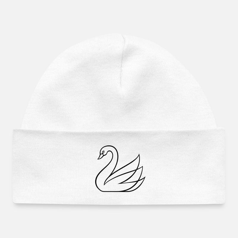 Design minimaliste Cygne Style élégant Traits esthétiques - Bonnet bébé bio - blanc