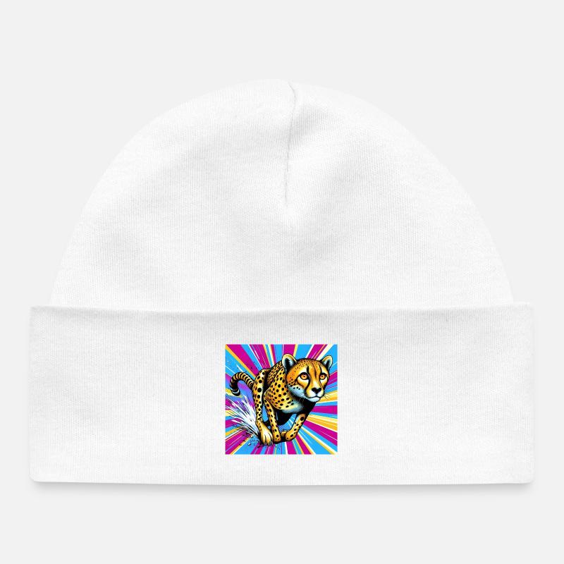 guépard - Bonnet bébé bio - blanc